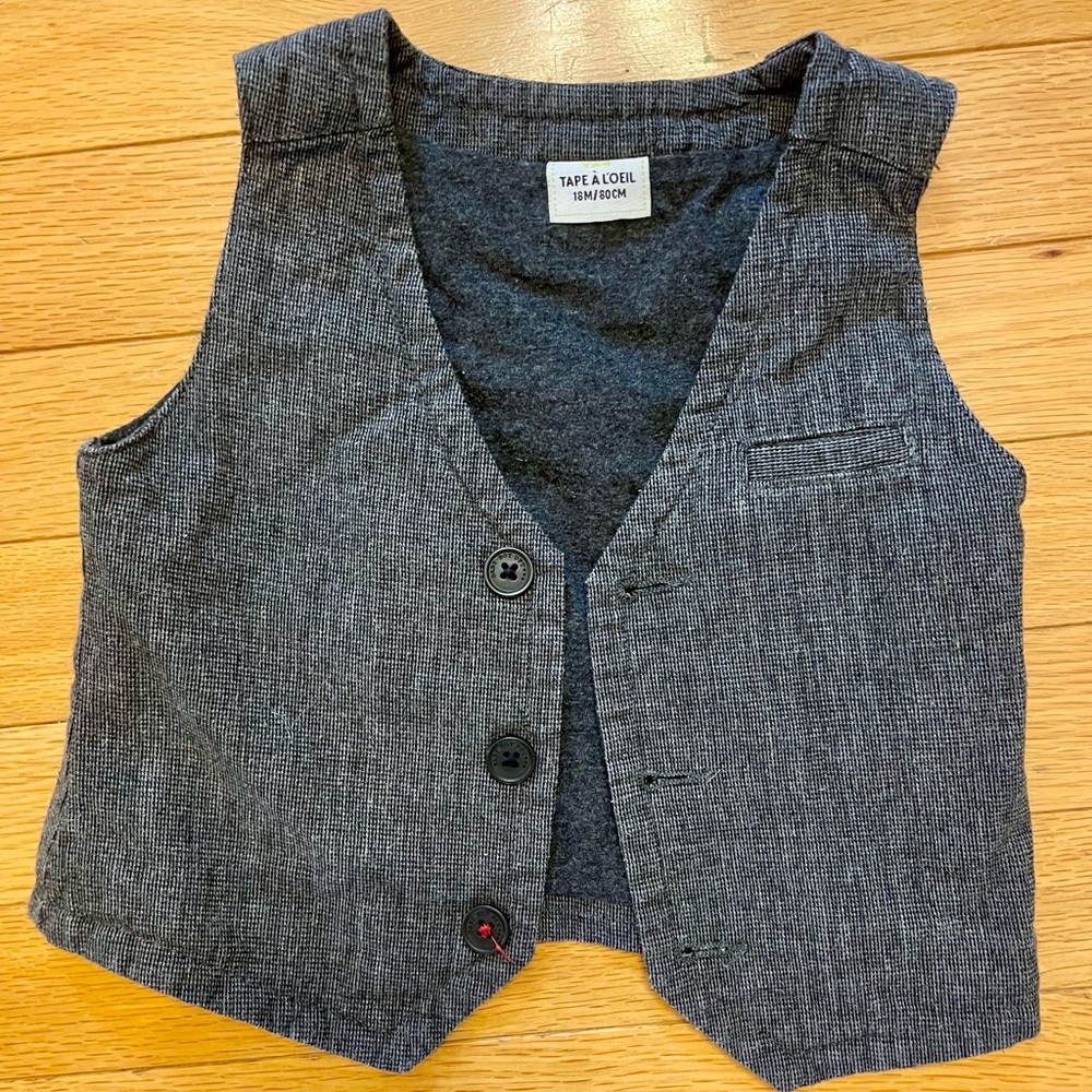 Tape à l’œil Gray Button-Up Vest